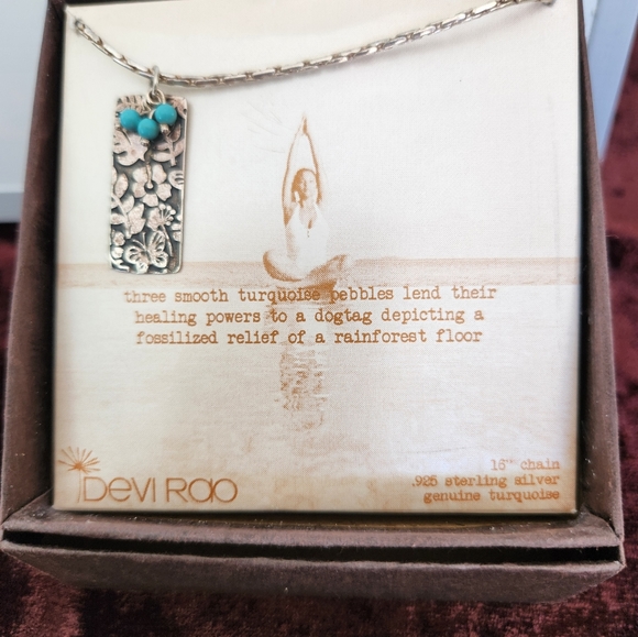 Devi Rao NIB Yoga Necklace Silver and Turquoise - Picture 3 of 3